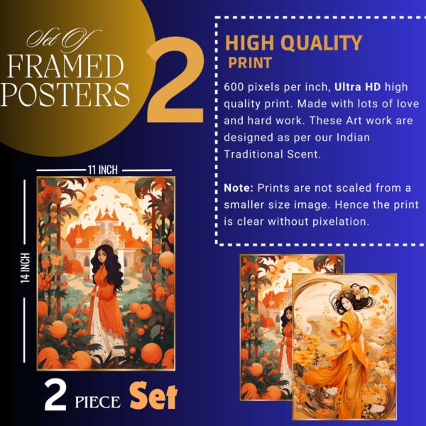 Set of Two Wall Paintings for Wall Dacoration Golden Framed Wall Paintings for Living Room & Bedroom Wall Art for Home Decoration & Office Wall Décor (14x11 inch CH-GD2-20) - Image 4