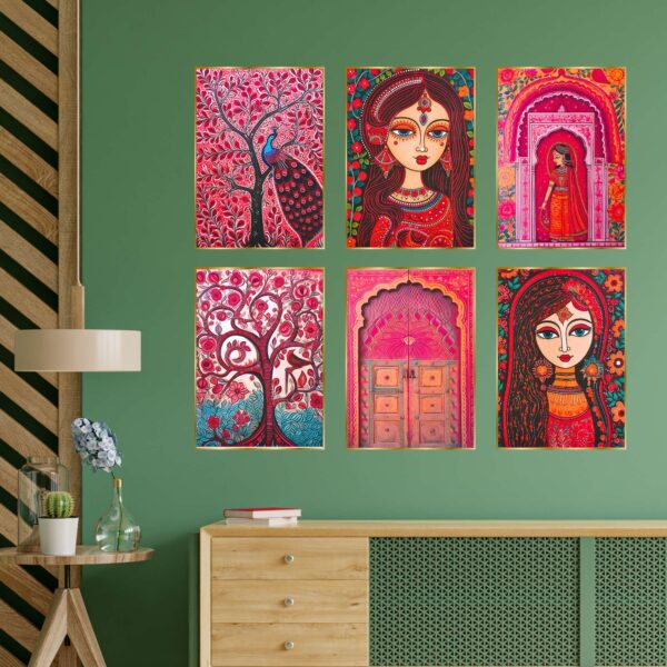 Set of Six Wall Paintings for Wall Dacoration Golden Framed Wall Paintings for Living Room & Bedroom Wall Art for Home Decoration & Office Wall Décor (17x13 inch CH-GD6-4) - Image 3