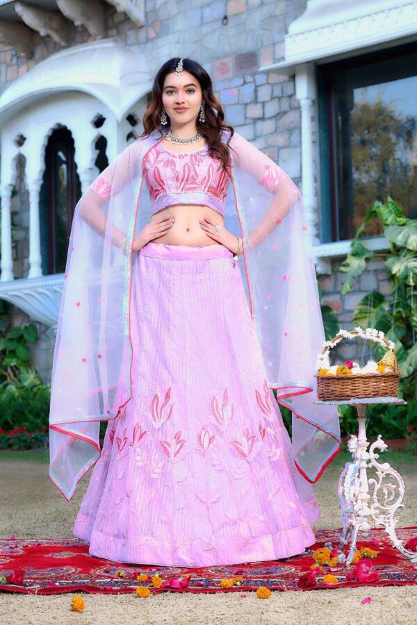 Women's  Tussar Silk Patola Printed Lehenga Set with Dupatta ? Stitched with Can Can Flair - Image 3