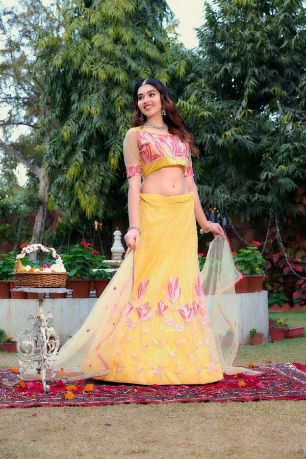 Women's  Tussar Silk Patola Printed Lehenga Set with Dupatta ? Stitched with Can Can Flair - Image 17