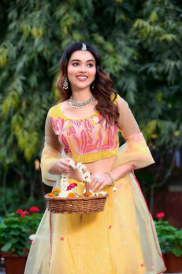 Women's  Tussar Silk Patola Printed Lehenga Set with Dupatta ? Stitched with Can Can Flair - Image 18