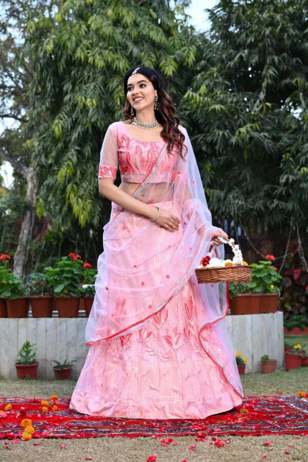 Women's  Tussar Silk Patola Printed Lehenga Set with Dupatta ? Stitched with Can Can Flair - Image 9