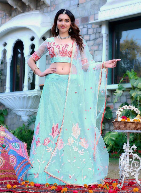 Women's  Tussar Silk Patola Printed Lehenga Set with Dupatta ? Stitched with Can Can Flair - Image 14