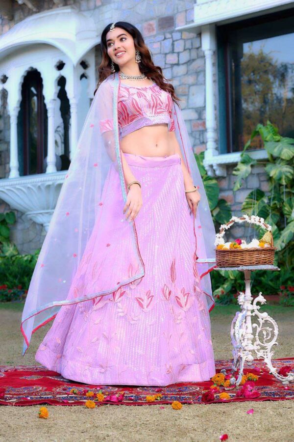 Women's  Tussar Silk Patola Printed Lehenga Set with Dupatta ? Stitched with Can Can Flair - Image 6