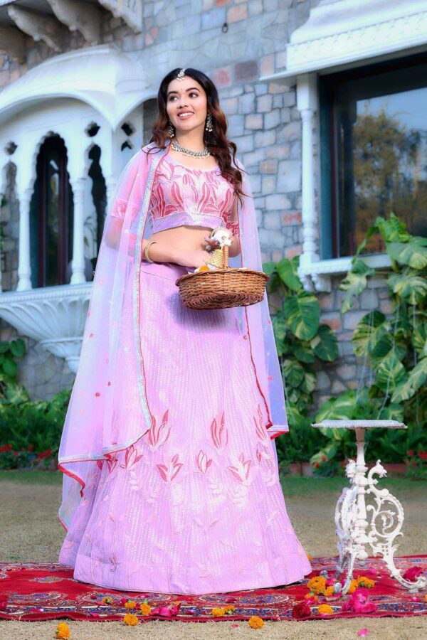 Women's  Tussar Silk Patola Printed Lehenga Set with Dupatta ? Stitched with Can Can Flair - Image 5